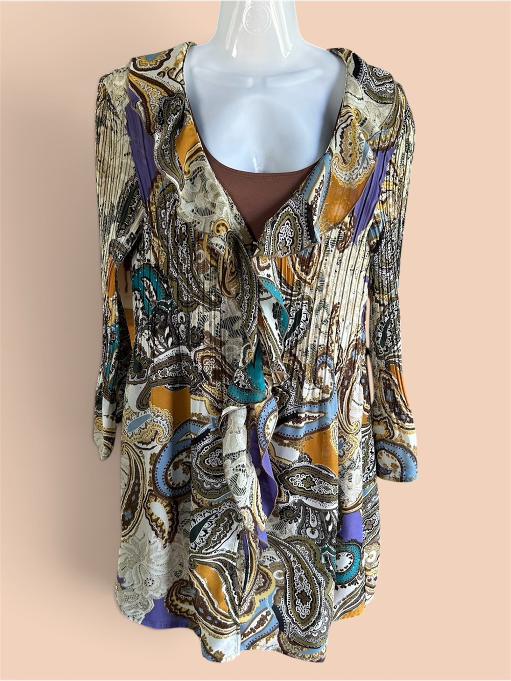 SUNNY LEIGH Long Sleeve Top, Large.